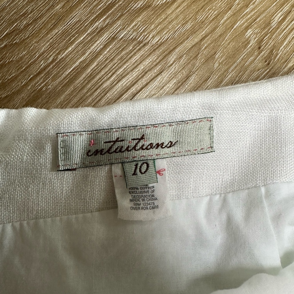 White Ruffle-Trim Linen Skirt - Picture 3 of 7